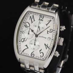 稼動/美品】ゾンネ デイト クロノグラフ シルバー ラウンド メンズ