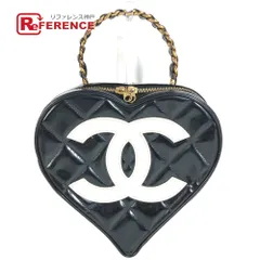 CHANEL シャネル ハンドバッグ ハート CC ココマーク マトラッセ キルティング　チェーン ロゴ エナメル ブラック
