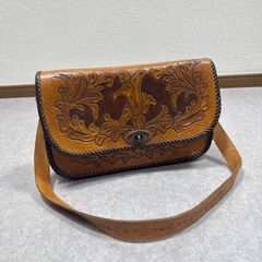 NELD ネルド ボタニカル柄 本革 ショルダーバッグ CAMEL(キャメル 
