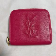 YSL モノグラム・サンローラン 二つ折りラウンドファスナー財布 レッド