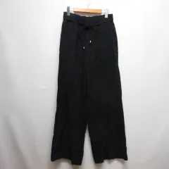 ザラ ZARA イージー ワイド パンツ 紐リボン付き S 黒 ブラック ウエストゴム