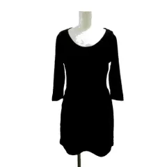 プロポーション ボディドレッシング PROPORTION BODY DRESSING ニットワンピース 七分袖 ウール 2 黒 ブラック 無地 ラウンドネック /KW ■ECD001