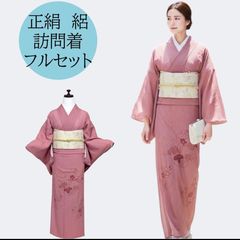 未使用近い 単衣 正絹 訪問着 フルセット 灰桜 暈し 夏帯 夏小物付