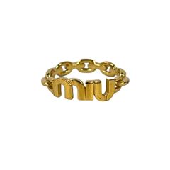 【ちゅん様】MIU MIU ゴールド チェーンリング Miu Miu ロゴ チェーンリング ゴールド - メルカリ