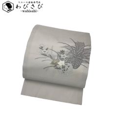 名古屋帯 型染 花草模様 暈し 乳白色 金糸 O-6238 - メルカリ