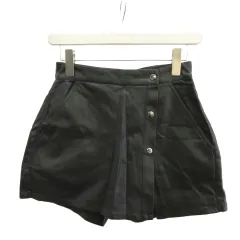ザラ ZARA パンツ キュロット XS 黒 ブラック 前開きボタン ポケット付き ショート丈 /KK ■ECE003