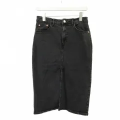 ザラ ZARA デニムスカート S 黒 ブラック ミディ丈 タイトシルエット フロントスリット /PP ■ECD001