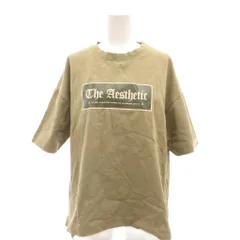 マウジー MOUSSY 美品 Tシャツ カットソー ロゴプリント テールカット 半袖 F カーキ /YJ ■GY61