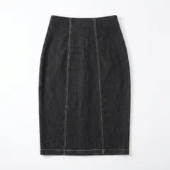 ダークグレー ロングスカート M-Lサイズ ストレッチ シームデザイン