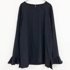 YVES SAINT LAURENT イヴサンローラン ブラウス シャツ 袖フリル ラッフル スリット ポリエステル ブラック レディース 36 b01498のサムネイル