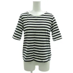 デプレ DES PRES トゥモローランド Tシャツ カットソー S 黒 ブラック 白 ホワイト ボーダー柄 ラウンドネック クロップド丈 五分袖 /KB ■GY58のサムネイル
