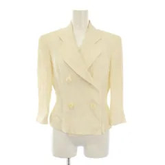 コムサデモード COMME CA DU MODE Secretaire テーラードジャケット ダブル 総裏地 ショート丈 麻 リネン アイボリー /BB ■ECC001のサムネイル