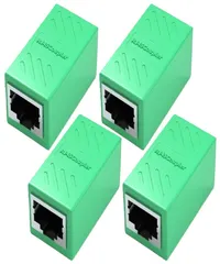 【Amazon限定】LANケーブル用中継コネクタ コンパクト ギガビット RJ45 延長 Cat7 Cat6 Cat5eコネクタ プラグ 8P8C メス-メス (4個, グリーン)