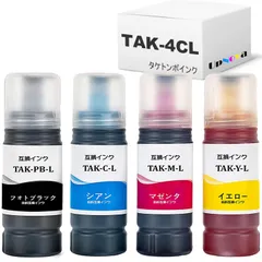 TAK-4CL 엡손 TAK용 호환 잉크 병 (PB/C/M/Y) 4 컬러 팩 TAK-L 대용량 올 컬러 염료 엡손 뱀부 잠자리 잉크 호환 모델 EP-M552T EP-M553T EW-M752T EW-M752TB EW-M754TB...