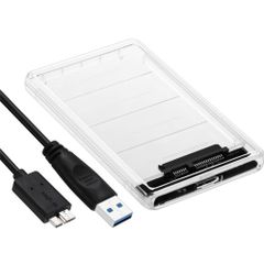 Transparent 2.5-inch HDD enclosure, USB 3.0, external HDD/SSD, high-speed data transfer, tool-free, easy installation/removal, compatible with Windows/Mac/Linux, etc.