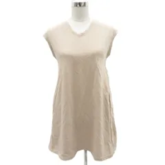 ミルクフェド MILKFED. ワンピース ミニ丈 ONESIZE ベージュ Vネック ノースリーブ 無地 リボン /SY21 ■ECB003のサムネイル