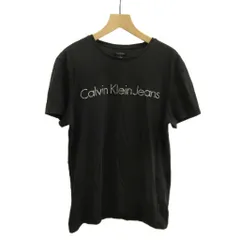カルバンクラインジーンズ Calvin Klein Jeans Tシャツ カットソー M 黒 ブラック 半袖 ロゴプリント ラウンドネック /MD ■ECB002