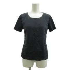 バーニーズニューヨーク BARNEYS NEW YORK Tシャツ カットソー 絹 シルク 半袖 クルーネック 切り替え 38 グレー 黒 ブラック /XZ ■GY58のサムネイル