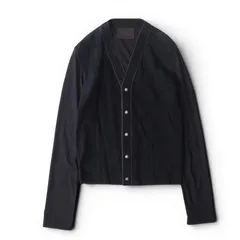 △プラダ PRADA ヴィンテージ レザー切替 カーディガン 50 ネイビー メンズ 正規品 6-YD061のサムネイル