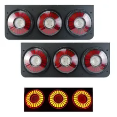 3連 丸型 オールLED クラシック テールランプ テールライト ブラックメッキ塗装 重厚感 24V ふそう 日野 UD いすゞ マツダ 等 バックランプ テール トラック デコトラ 後部 汎用タイプ 左右セット カスタム品 [並行輸入品] のサムネイル