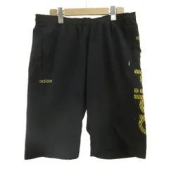 アディダスネオ adidas neo ハーフパンツ 0 黒 ブラック ゴールドカラー ショート丈 ロゴプリント ウエストゴム /PP ■ECA003のサムネイル