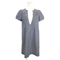 グリーンレーベルリラクシング ユナイテッドアローズ green label relaxing ワンピース 麻 リネン 紺 ネイビー 半袖 Vネック フリル /MN29 ■GY58のサムネイル