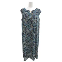 タルボット TALBOTS ノースリーブワンピース ロング ストレッチ ペイズリー柄 ネックチェーン L 紺 ネイビー /GV ■GY61