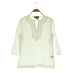 ローレンラルフローレン LAUREN RALPH LAUREN 七分袖カットソー キーネック 切替 PXS ホワイト /MY ■OS ■GY58のサムネイル