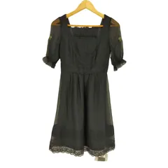 シンシアローリー Cynthia Rowley シルク100 シースルー パフスリーブ ワンピース レディース  2のサムネイル
