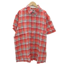 ゼニア スポーツ Zegna Sport カジュアルシャツ 半袖 チェック柄 麻 リネン L 赤 レッド /SM35 ■GY58のサムネイル