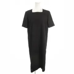 ピエールカルダン Pierre Cardin ワンピース ウール 11 黒 ブラック 無地 スクエアネック 半袖 /AH20 ■ECC001のサムネイル