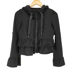 TO BE CHIC ビジュー、フリル付黒パーカー サイズ 42 - メルカリ
