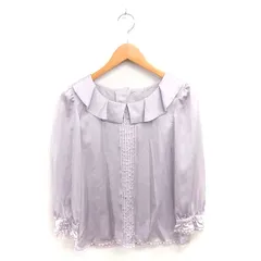レストローズ L'EST ROSE シャツ ブラウス フリルカラー 背中ボタン 薄手 レース 長袖 2 グレー /TTのサムネイル