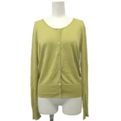 エスカーダ ESCADA カーディガン 42 緑 グリーン 黄 イエロー 無地 ラウンドネック 長袖 ラメ入り /YU ■ECA004のサムネイル