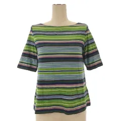シビラ SYBILLA カットソー Tシャツ ボーダー 半袖 グリーン ブルー系 M 260309E ■ECA001のサムネイル
