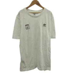アディダス adidas Tシャツ カットソー 2XO 白 ホワイト 半袖 ラウンドネック ロゴパッチ /MD ■ECB001