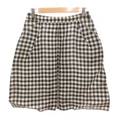 ジルサンダー JIL SANDER NAVY 台形スカート 絹 シルク 膝上丈 ギンガムチェック 34 白 ホワイト 黒 ブラック /JS ■GY62のサムネイル