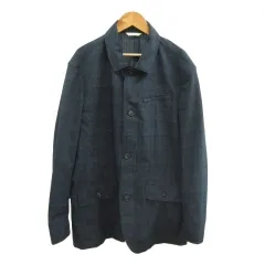 ゴールデンベア GOLDEN BEAR ジャケット 上着 L ネイビー 紺 チェック柄 レギュラーカラー 長袖 /PP ■ECA003のサムネイル