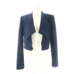 ビーシービージーマックスアズリア BCBGMAXAZRIA ショートジャケット トッパー テーラード ストレッチ 切替 XXS 紺 ネイビー /CK24 ■GY58のサムネイル