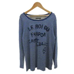 カステルバジャック CASTELBAJAC カットソー ウール 44 青 ブルー ボーダー柄 長袖 ロゴプリント Tシャツ /PP ■ECC002のサムネイル