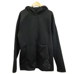リーボック Reebok フルジップパーカー 上着 L 黒 ブラック 長袖 フード付き 無地 /YU ■ECA004