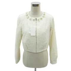 レストローズ L'EST ROSE ノーカラージャケット 上着 ショート丈 2 M キナリ 総レース 花モチーフ ジップアップ /SY50 ■ECA001のサムネイル