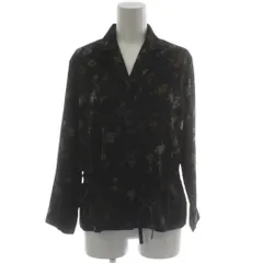 トランスワーク TRANS WORK シャツ ブラウス 9AR 黒 ブラック 花柄 テーラードカラー 長袖 腰リボン /GG ■GY59のサムネイル