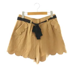 ストロベリーフィールズ ショートパンツ ウール ベージュ スカラップヘム リボンベルト タック /OK ■OS ■GY59のサムネイル