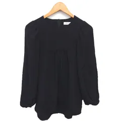 デミルクス ビームス Demi-Luxe BEAMS チュニック ブラウス 薄手 プルオーバー 丸首 長袖 38 黒 ブラック /TTのサムネイル