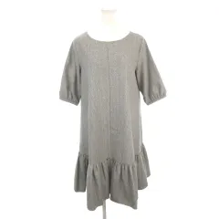 ジルバイジルスチュアート JILL by JILLSTUART ワンピース M グレー 五分袖 バックリボン フリル裾 チェック柄 /AH19 ■ECD003