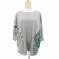 ツモリチサト TSUMORI CHISATO カットソー スウェット 七分袖 2 M グレー ラウンドネック 花柄 パッチワーク /SY30 ■ECC002のサムネイル