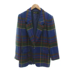 ハーディエイミス HARDY AMIES ヴィンテージ テーラードジャケット 9 チェック柄 絹 シルク シングル 青 ブルー /NU ■ECB001のサムネイル