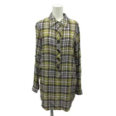 メイソングレイ MAYSON GREY シャツワンピース チュニック 長袖 ひざ丈 チェック柄 Vネック 2 黄色 イエロー チャコールグレー /XZ ■ECB004のサムネイル
