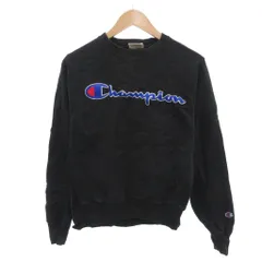 チャンピオン CHAMPION REVERSE WEAVE スウェット トレーナー クルーネック ロゴ刺繍 長袖 XS 黒 ブラック /YJ ■ECA002